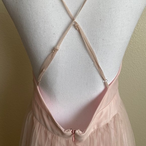 Agaci Dress Gown NEW + TAGS Tulle Mesh Blush Pink - Picture 10 of 13